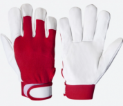 заказать Кожаные перчатки Mechanic, цвет красный/белый, манжета велкро, размер XL 