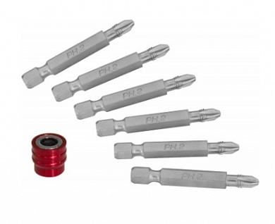  Набор вставок-бит для механического инструмента со сменным магнитным держателем, PH2, 50 мм, 7 предметов Ombra купить