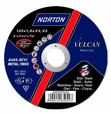  Круг отрезной по нержавейке/металлу NV 41 (125x1x22.23 мм; 80 м/сек) Norton купить