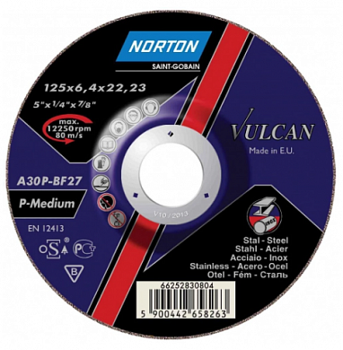  Круг зачистной NORTON VULCAN A30S T27 125x4,0x22,23 купить