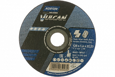  Круг отрезной по нержавейке/металлу NV 41 (125x1.6x22.23 мм; 80 м/сек) Norton купить