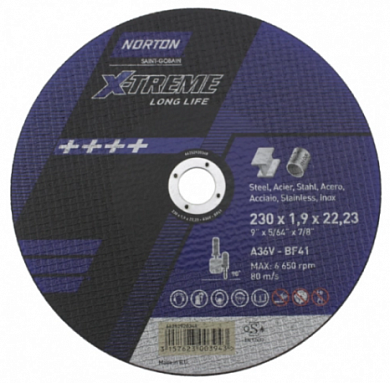  Norton X-Treme Life 230x1.9x22.23 мм A36V BF41 отрезной диск купить