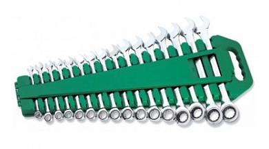  Набор ключей гаечных комбинированных трещоточных на держателе, 8-24 мм, 16 предметов Jonnesway купить