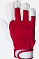 Кожаные перчатки Mechanic, цвет красный/белый, манжета велкро, размер S