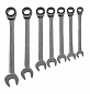 Набор ключей гаечных комбинированных трещоточных на держателе, 10-19 мм, 7 предметов Jonnesway