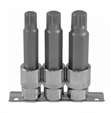  Набор насадок торцевых 1/2"DR с вставками-битами SPLINE на держателе, M14-M18, 100 мм, 3 предмета Ombra купить